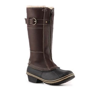 SOREL WINTER FANCY TALL BOOTS Snow Shearling Fur Sherpa Women’s Black Brown 8